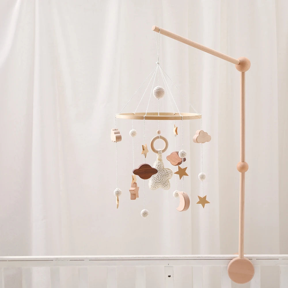 Mobile Wooden Bell Baby Toys 0-12 Months Rattle Toys Bed Newborn Crib mobile With Music Box Bed Bell Hanging Toys Crib Bracket