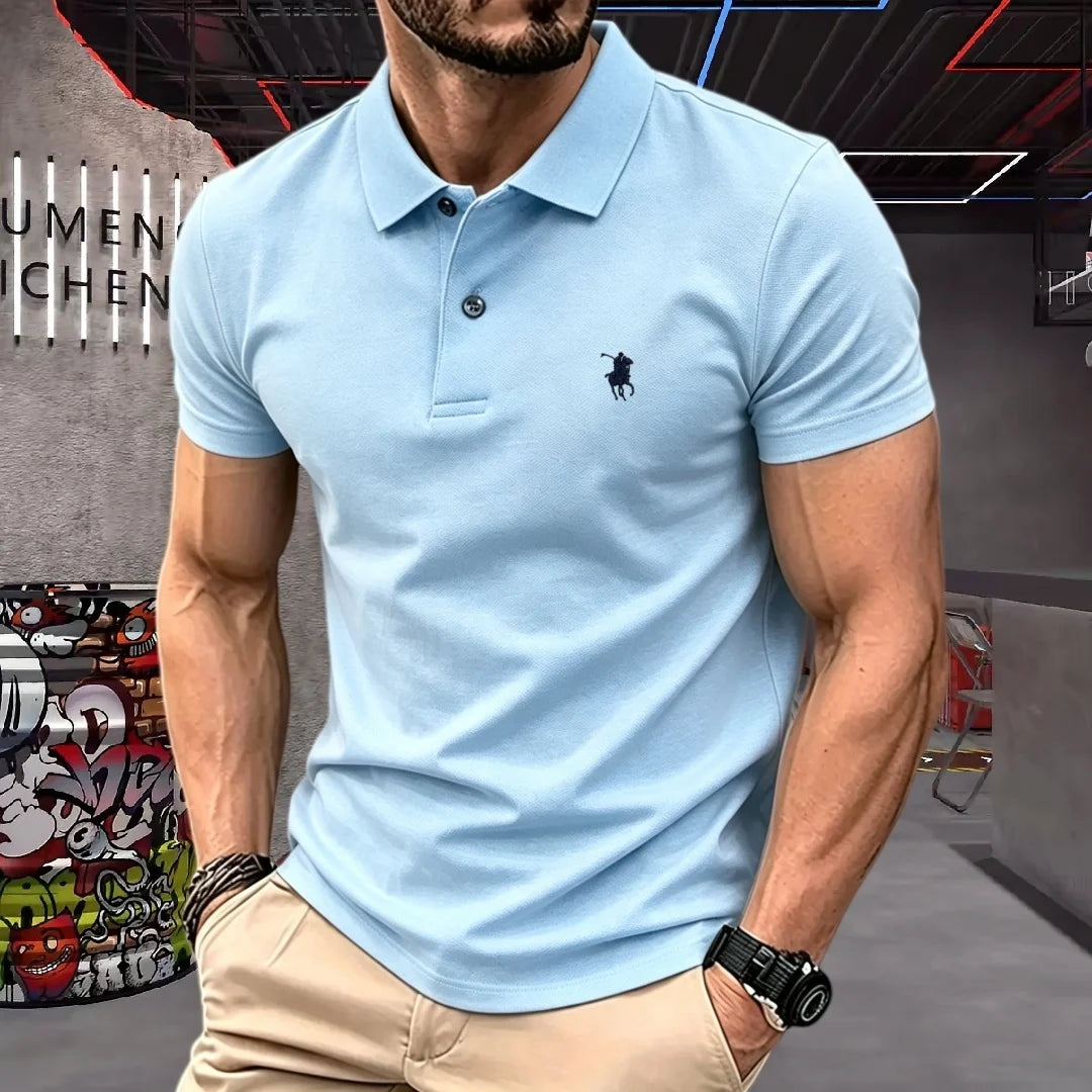 100% pure cotton 2026 high-end brand men's short sleeve polo shirt summer fashion luxury pony embroidery golf top casual T-shirt