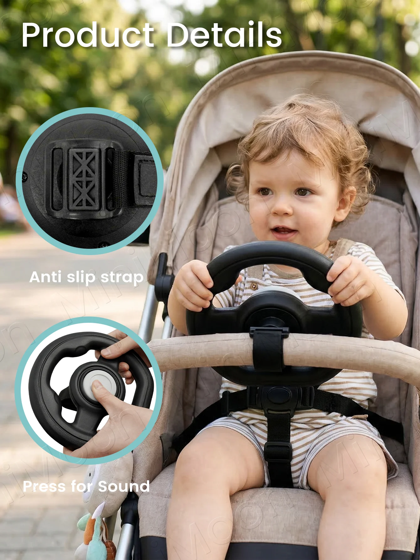 1PC Universal Pretend Steering Wheel for Strollers & Carts - Detachable, Fun Driving Attachment