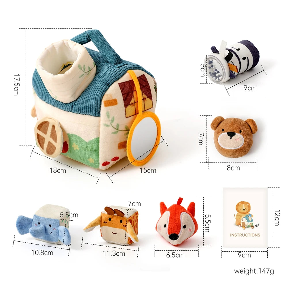 Baby Montessori Toys Cartoon Animal Cotton Magic Box Finger Movement Game Sensory Cognitive Toys With Sound And Mirror Functions