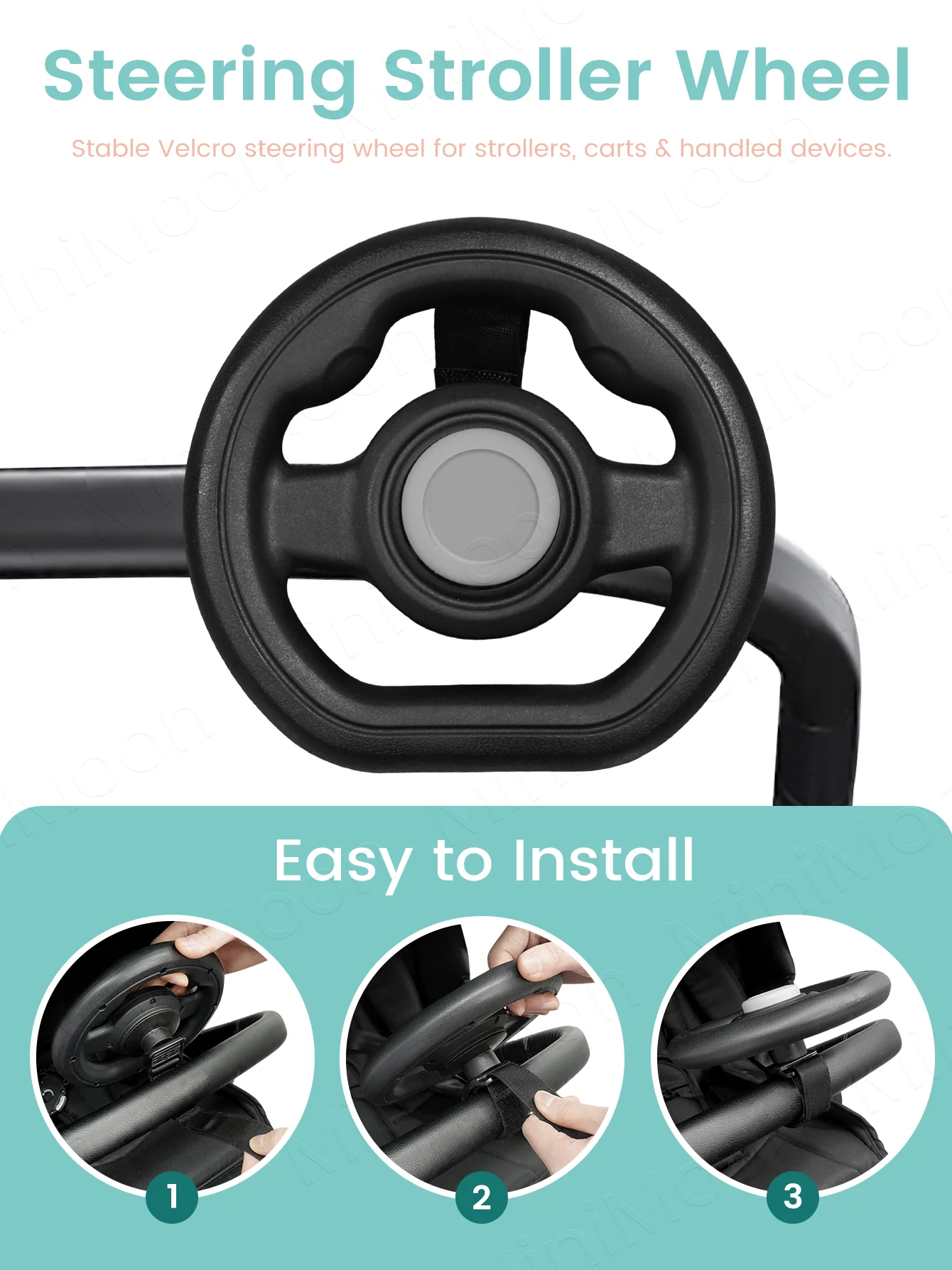 1PC Universal Pretend Steering Wheel for Strollers & Carts - Detachable, Fun Driving Attachment