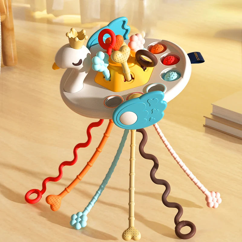 Activity Development Pull String Toys Silicone Teething Rattle Educational Learning Toy Baby Sensory Montessori Toys 6 12 Months