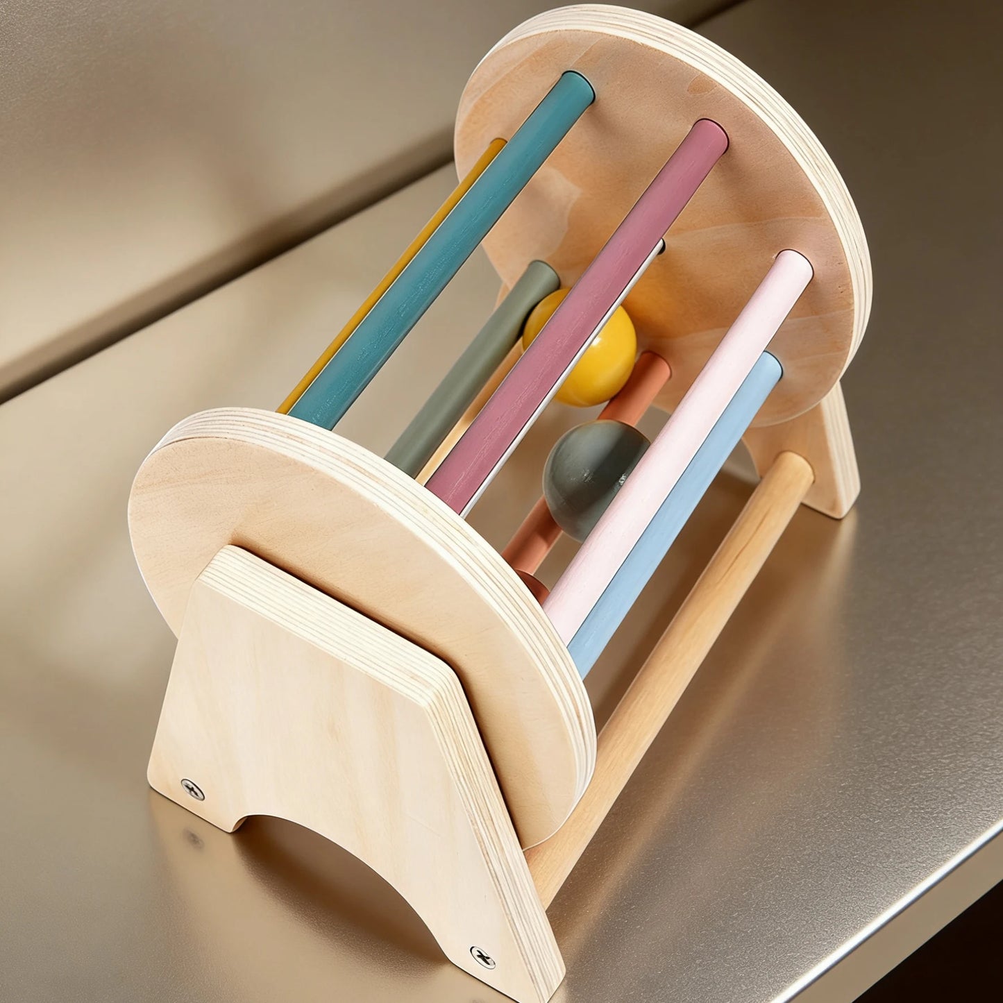 Desktop Scrolling Drum Premium Wooden Sensory Toy Smooth Rolling Beads Durable Design Perfect Educational Play Toddlers Aged
