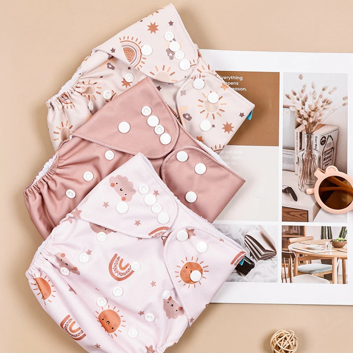 Elinfant 3PCS Washable One Size Cloth Diaper Waterproof Reusable Cloth Diaper For 3-15kg Baby