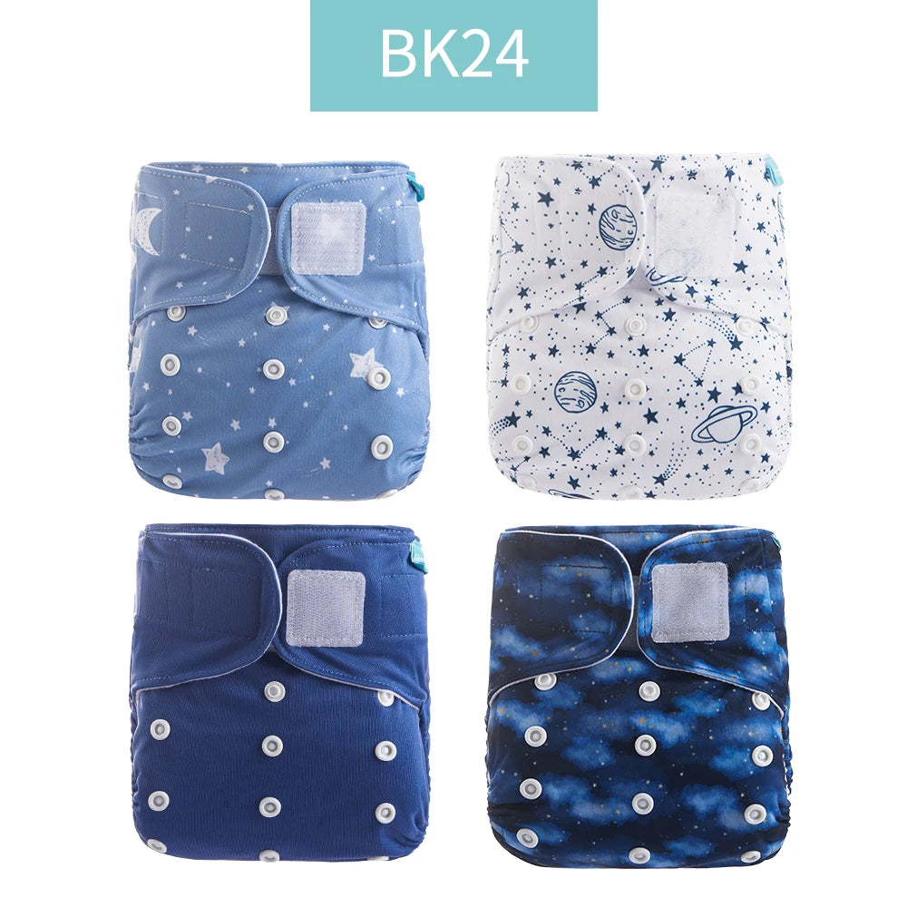 Happyflute New Desig Hot Sale 4Pcs OS Pocket Diaper Washable&Reusable Absorbent Ecological Diaper Cover Adjustable Baby Nappy