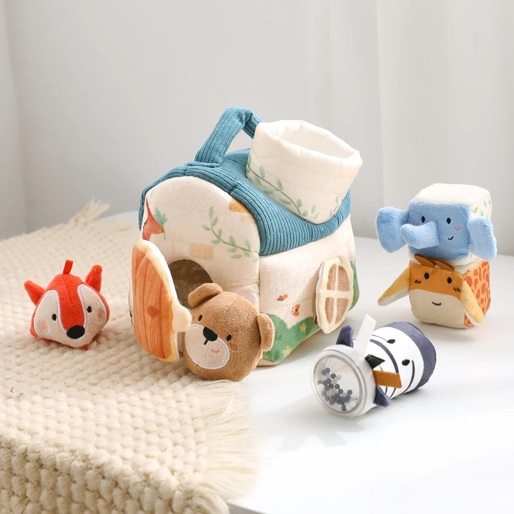 Baby Montessori Toys Cartoon Animal Cotton Magic Box Finger Movement Game Sensory Cognitive Toys With Sound And Mirror Functions