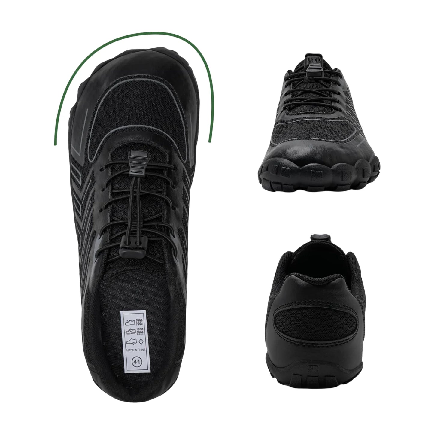 Men's Barefoot Running Sports Shoes Trail Wide Nosits, Black 41 EU Fitness Gym Light Breathable Training