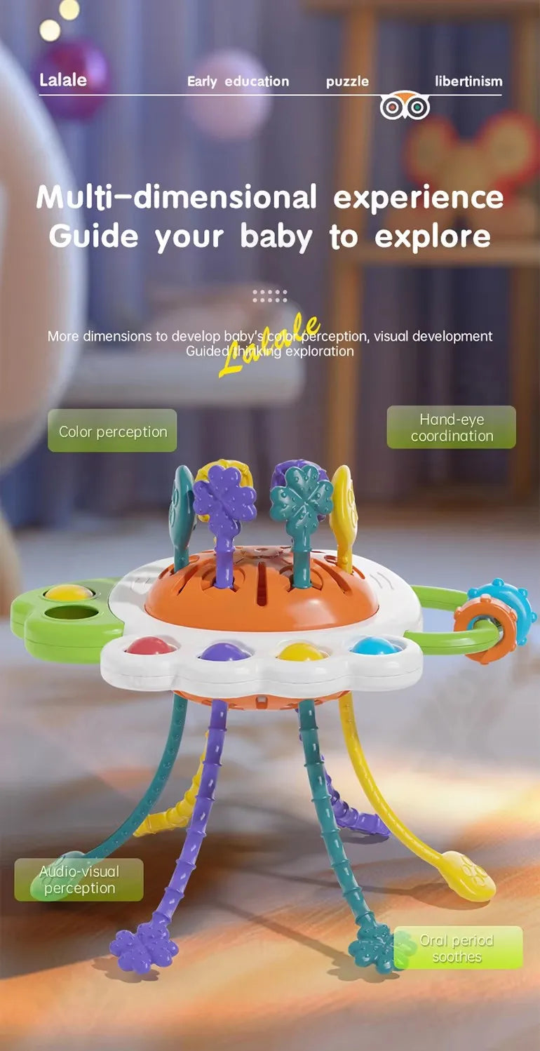 Activity Development Pull String Toys Silicone Teething Rattle Educational Learning Toy Baby Sensory Montessori Toys 6 12 Months