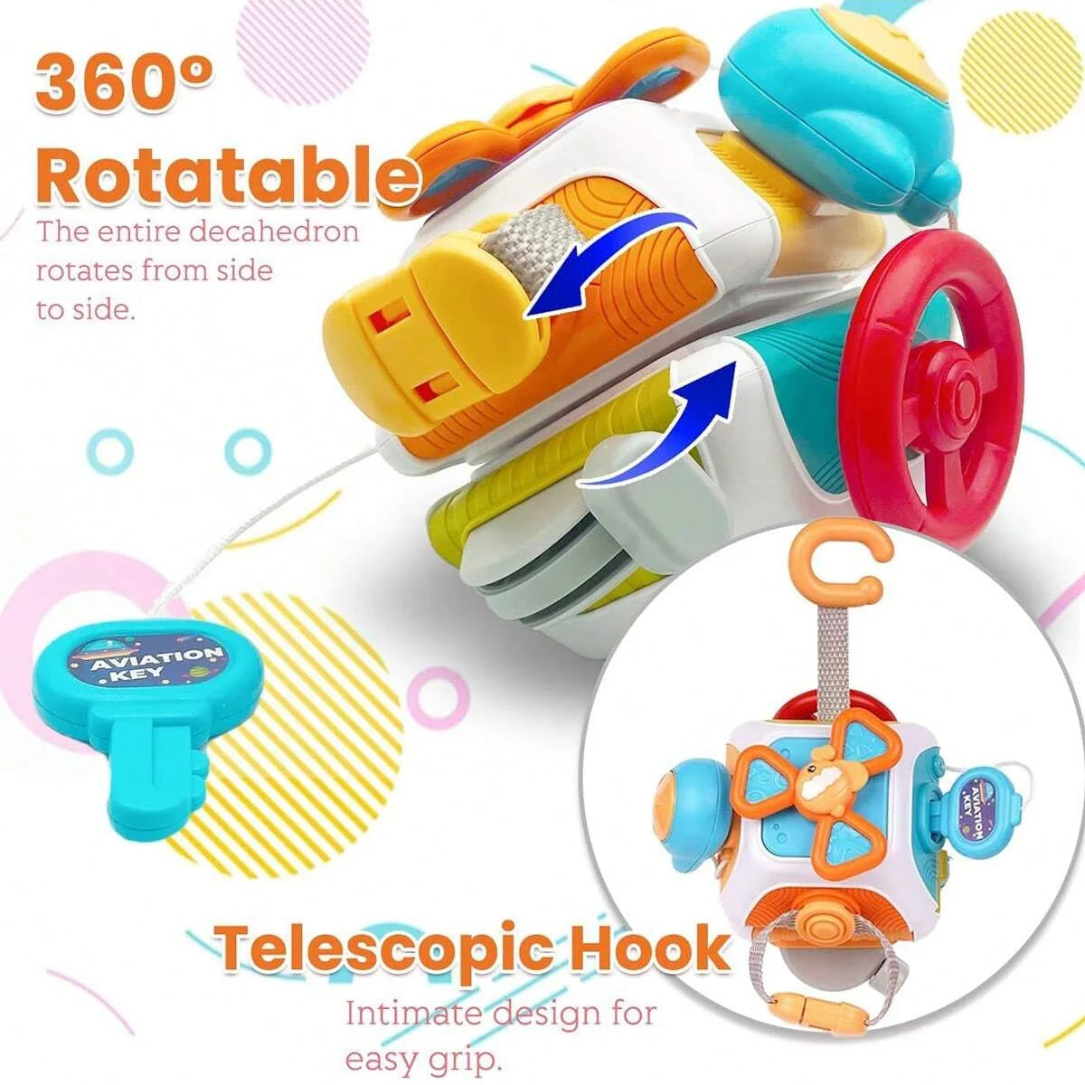 10 in 1 Baby Busy Board Cube Montessori Sensory Toys for Toddler Educational Learning Activities Travel Fine Toy Motor Skill
