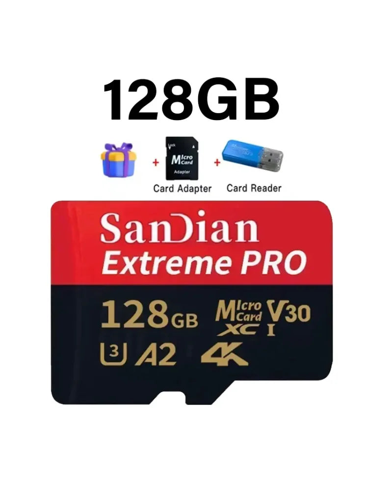 Class 10 U3 V30 Waterproof Memory SD Cards with USB Adapter 128GB 512GB High Speed Micro TF/SD Card for Phone Laptop Camera