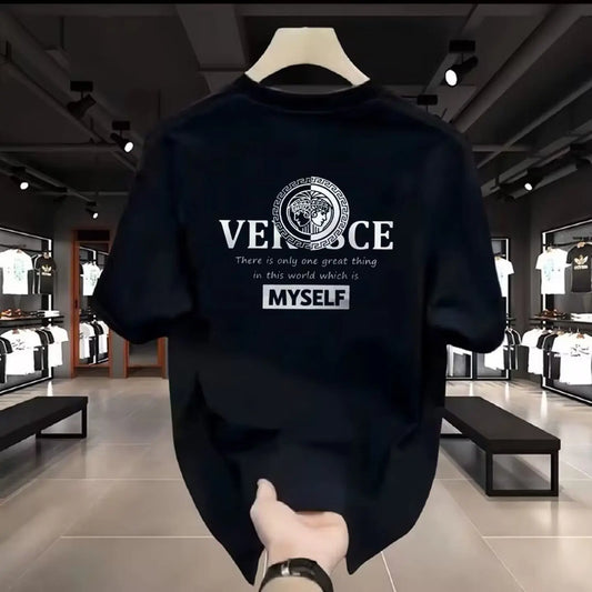2026 Trendy Brand Printed shirt Summer High-end Light Luxury Men's and Women's Silk Cotton Short-sleeved T-shirt Trendy shirts