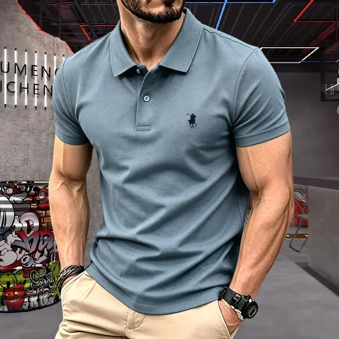 100% pure cotton 2026 high-end brand men's short sleeve polo shirt summer fashion luxury pony embroidery golf top casual T-shirt