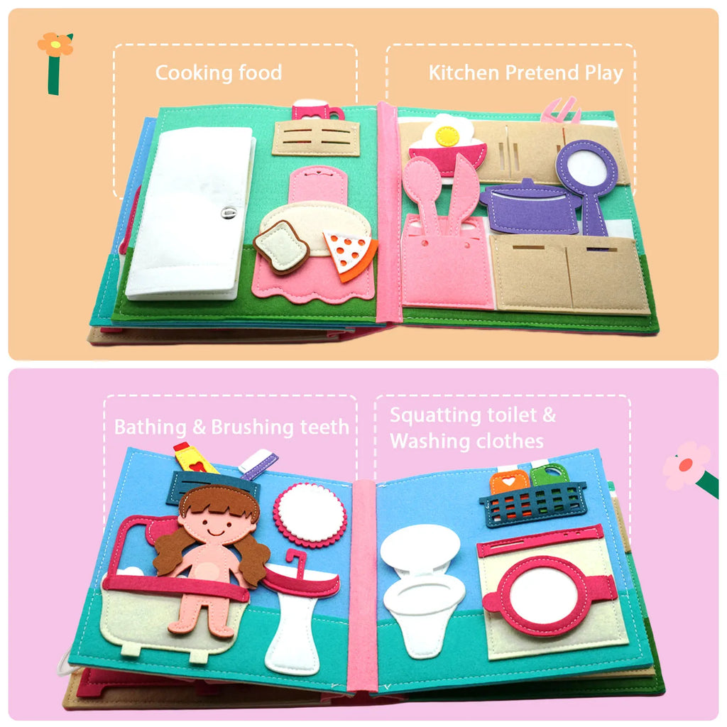 Toddlers Montessori Toys Busy Board Farm Animal Scene Storytelling Activity Toy Quiet Book Felt Activity Educational Sensory Toy