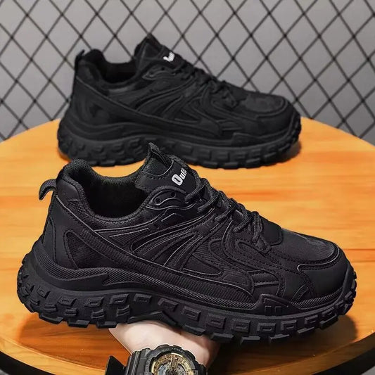 New Trendy Men's Sports Casual Shoes Non-slip Durable Small Black Shoe Breathable Versatile Lightweight Thick-soled Men Running