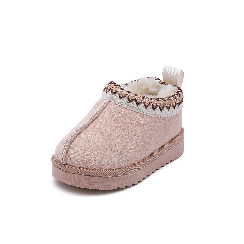 2025 New Fashion Children's Ankle Boots Soft Winter Causal Girls Cotton Shoes Solid Color Kids School Plush Boots Warm Shoes