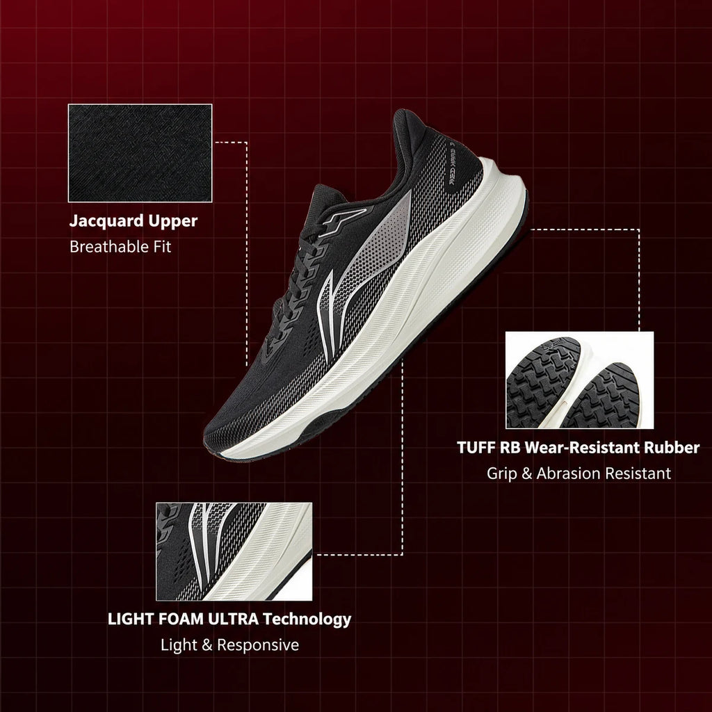 Li-Ning Men's RED HARE 9 Racing Running Shoes LIGHT FOAM ULTRA Breathable Durability Anti-slip LiNing Training Sneakers ARPW003