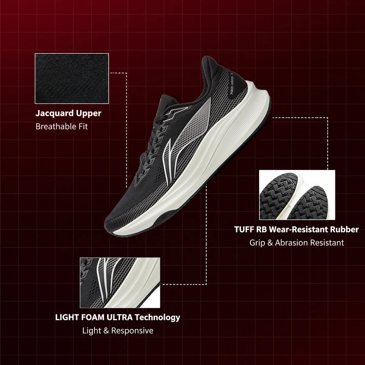 Li-Ning Men's RED HARE 9 Racing Running Shoes LIGHT FOAM ULTRA Breathable Durability Anti-slip LiNing Training Sneakers ARPW003