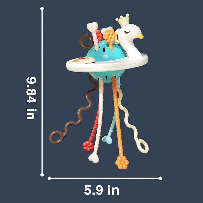 Activity Development Pull String Toys Silicone Teething Rattle Educational Learning Toy Baby Sensory Montessori Toys 6 12 Months