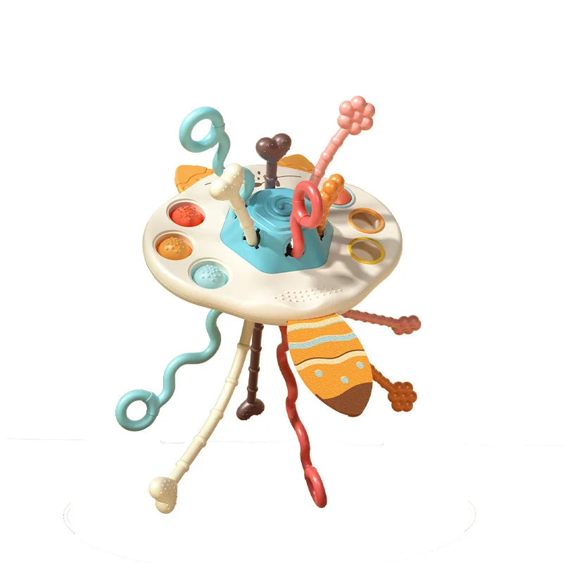 Activity Development Pull String Toys Silicone Teething Rattle Educational Learning Toy Baby Sensory Montessori Toys 6 12 Months