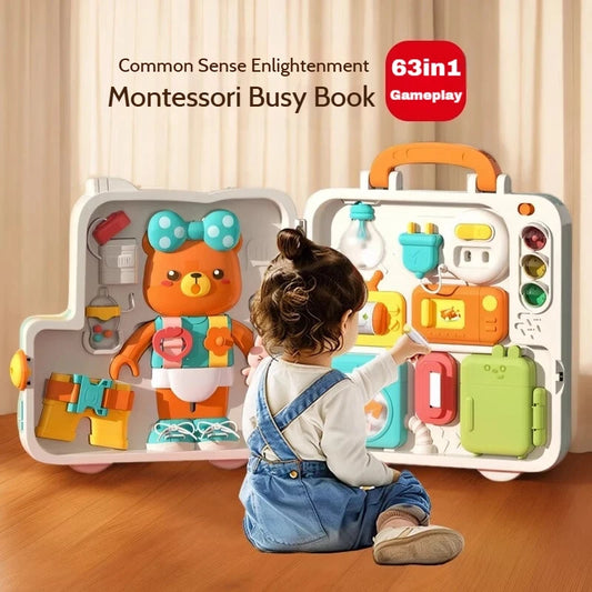 63 in 1 Baby Sensory Busy Board Montessori Toy Music Light Switch Multi Functional Baby Sensory Early Education Learning Tool