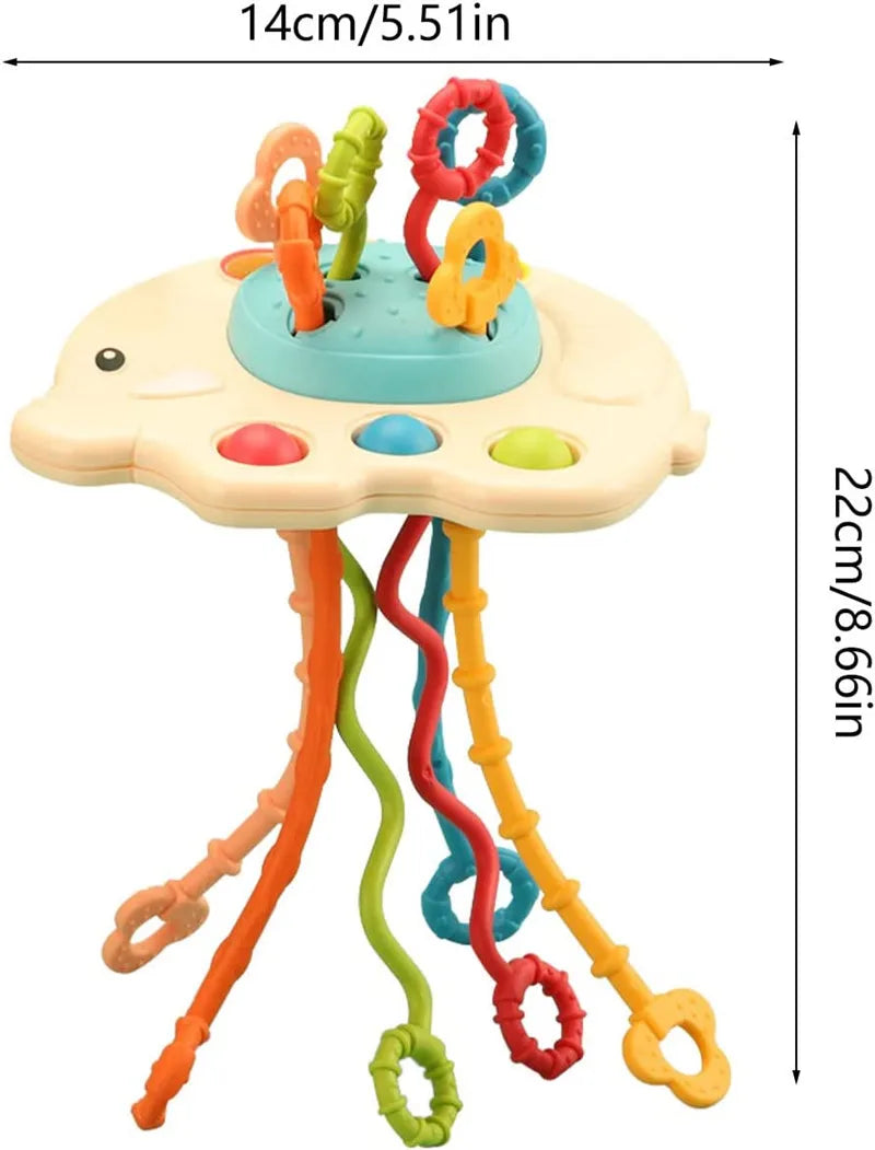 Activity Development Pull String Toys Silicone Teething Rattle Educational Learning Toy Baby Sensory Montessori Toys 6 12 Months