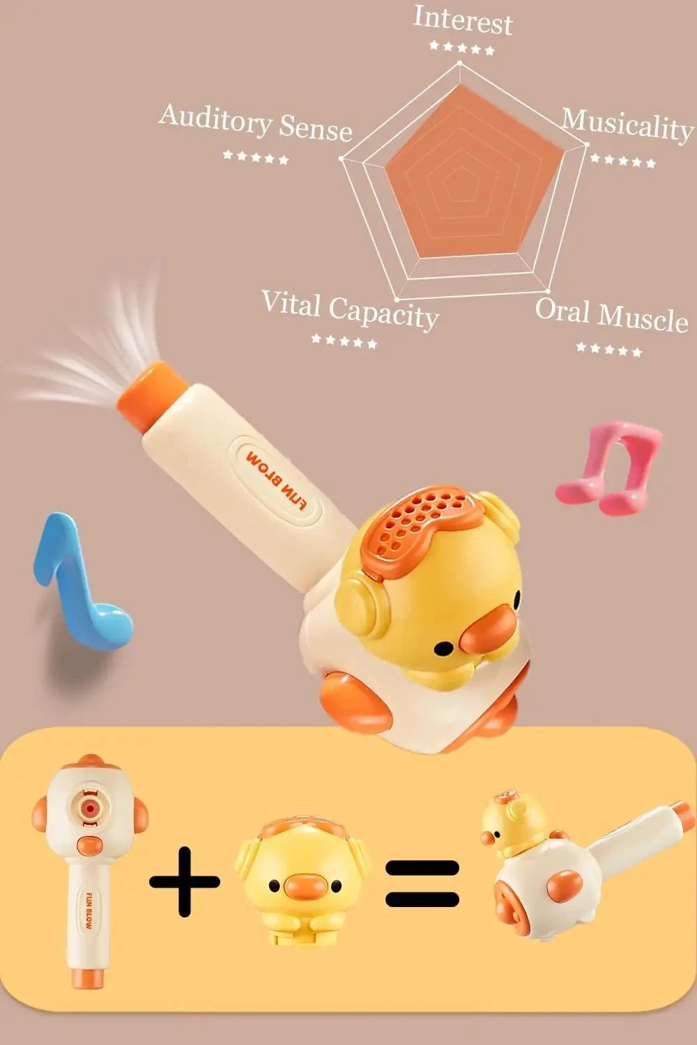 Montessori Toy for Kids with Whistle Ball Blowing Floating Blow Pipe Ball Three in One Sensory Fine Motor Skills Educational Toy