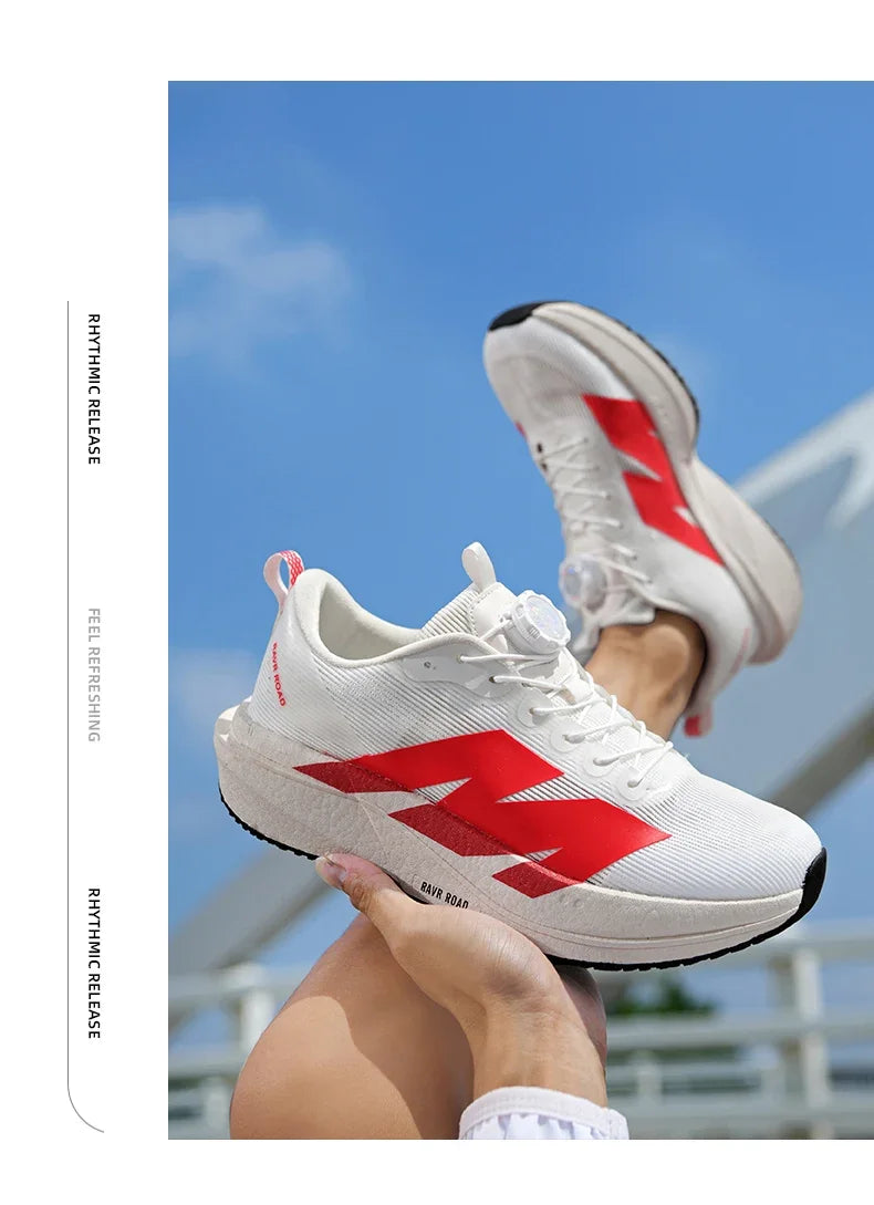 Marathon Carbon Plate Running Shoes Rotary Buckle Supercritical Foam Ultra Light Athletic Shoes Unisex Training Jogging Sneakers
