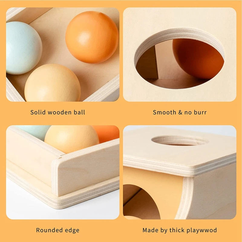 Montessori Wooden Pitch Ball Box Drawer Game Learning Early Education Preschool Training Teaching Kids Aids Baby Toys