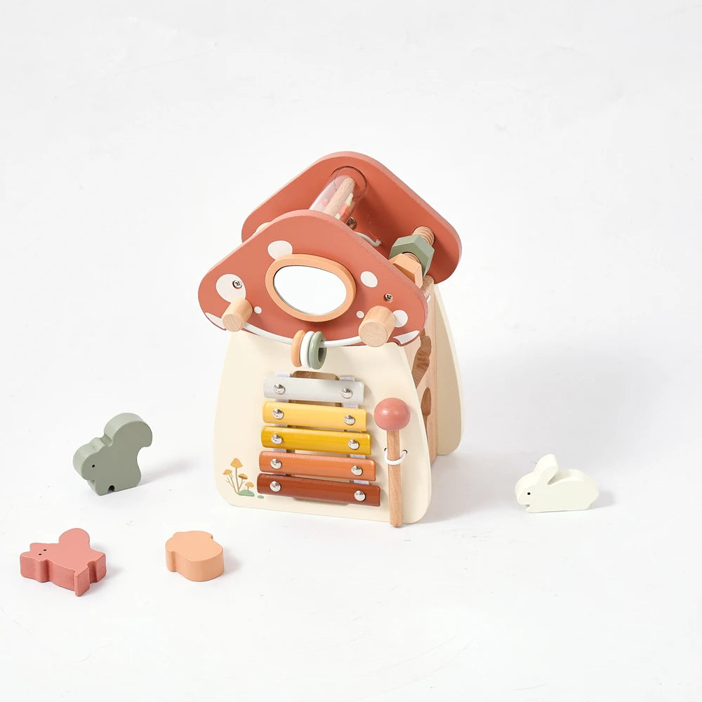 Montessori Five-in-one Toy Wooden Mushroom Baby Puzzle Toy Multi-Functional Sensory Development Early Education Toys Child Gift
