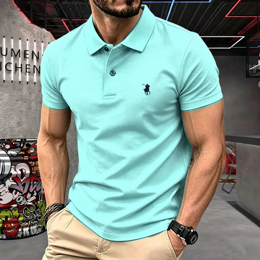 100% pure cotton 2026 high-end brand men's short sleeve polo shirt summer fashion luxury pony embroidery golf top casual T-shirt