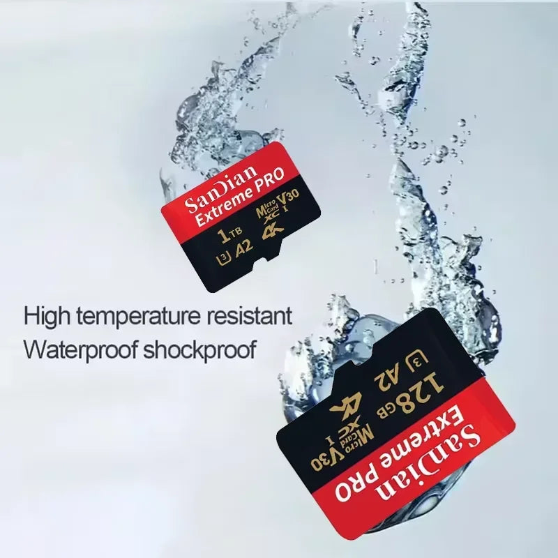 Class 10 U3 V30 Waterproof Memory SD Cards with USB Adapter 128GB 512GB High Speed Micro TF/SD Card for Phone Laptop Camera
