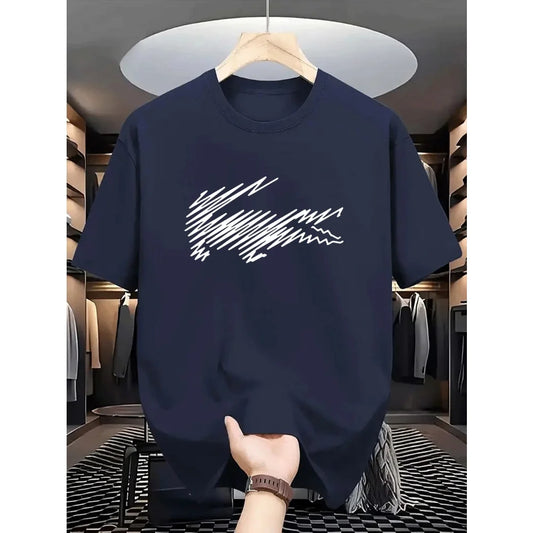 Men's Simple Letter Printed T-shirt Summer Daily Casual Round Neck Short Sleeve Loose Comfortable Fashion Simple Short Sleeve