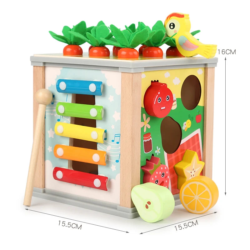 Montessori Wooden Children's Toys Multifunction Beaded Treasure Box Preschool Baby Building Blocks Early Education Kids Toys