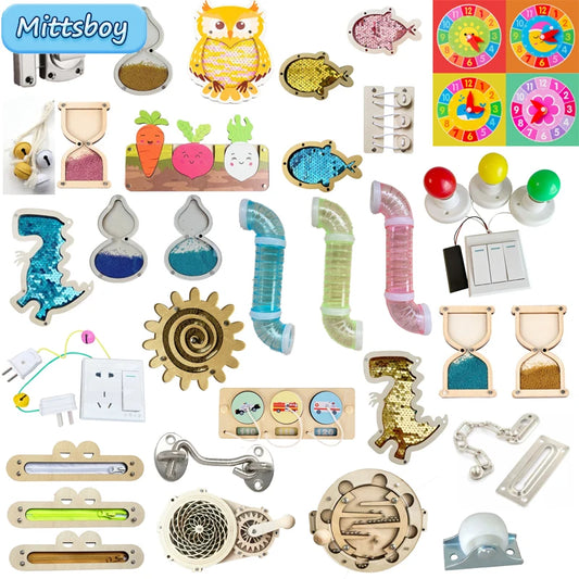 DIY Montessori  Busy Board Material Accessories Pipe Roller Teaching Aid Early Education Learning Skill Toy Part Wooden Toy Gift