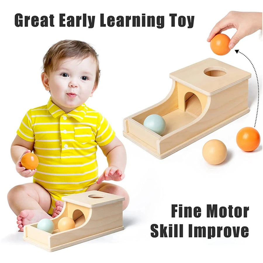Montessori Wooden Pitch Ball Box Drawer Game Learning Early Education Preschool Training Teaching Kids Aids Baby Toys