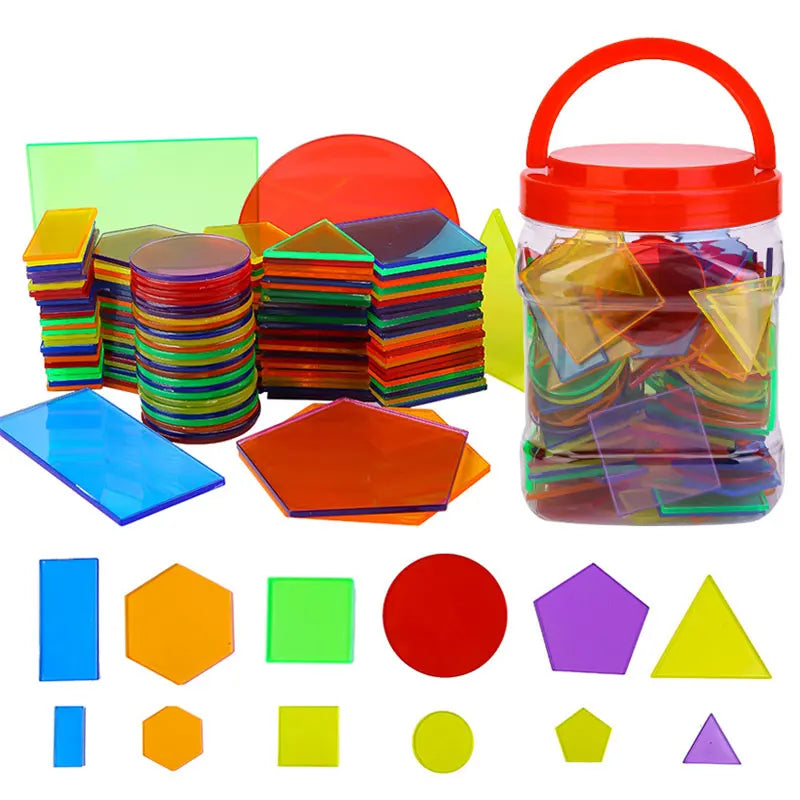 Children Transparent Blocks Montessori Toys 3D Geometric Shapes DIY Sensory Play Parish Educational Learning Light Table Toys