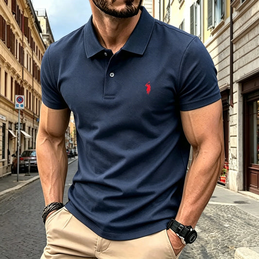 2026 summer  high-end brand men's short sleeve polo shirt 2026 summer luxury fashion pony embroidery golf top casual T-shirt