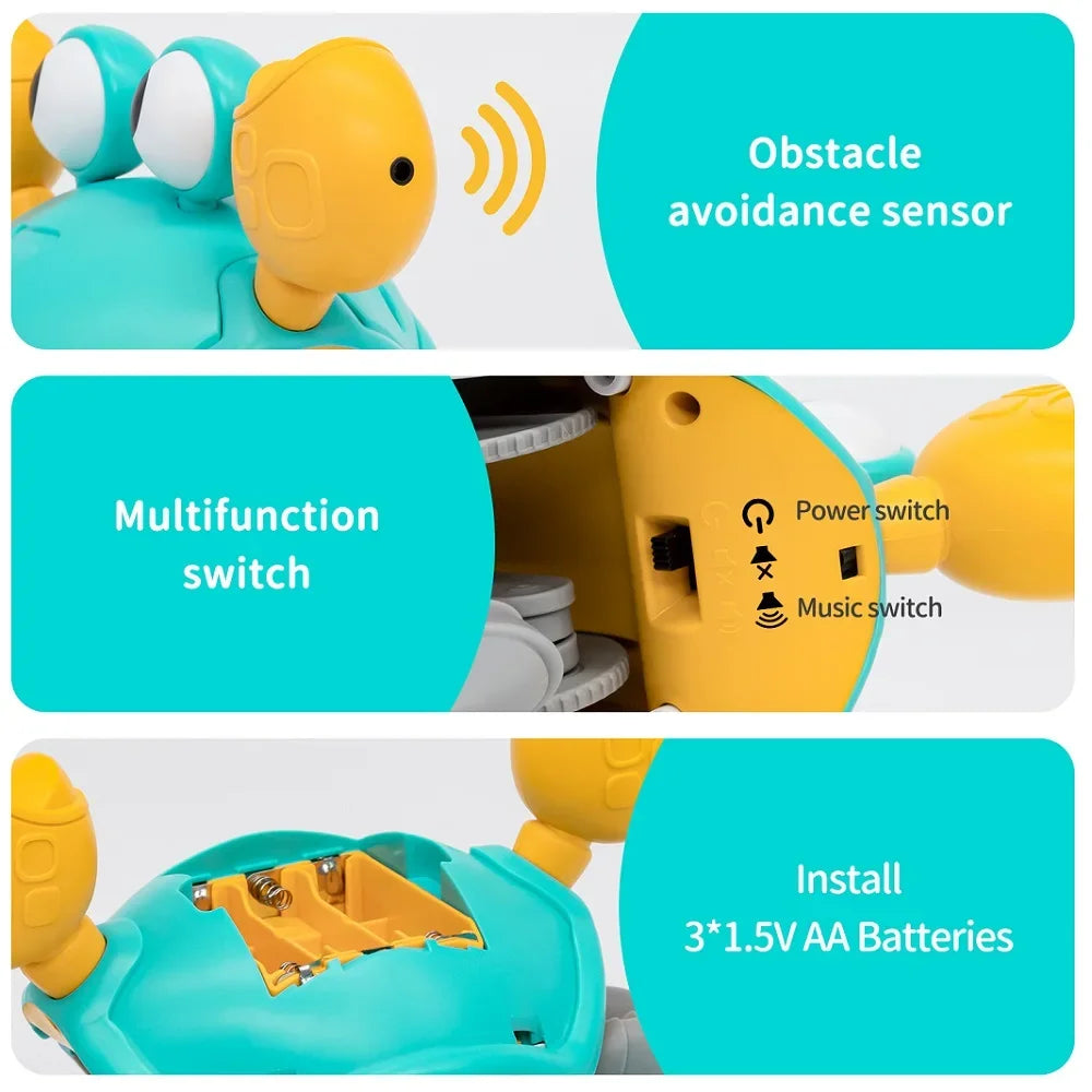 Fun Crab Toy Children Crawling Avoiding Obstacles Electronic Pet With Music Baby Walking Toy Without Battery