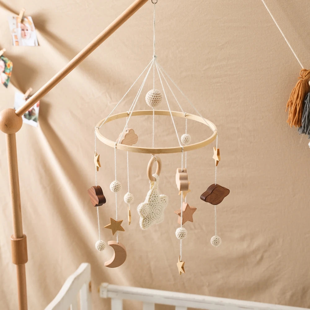 Mobile Wooden Bell Baby Toys 0-12 Months Rattle Toys Bed Newborn Crib mobile With Music Box Bed Bell Hanging Toys Crib Bracket