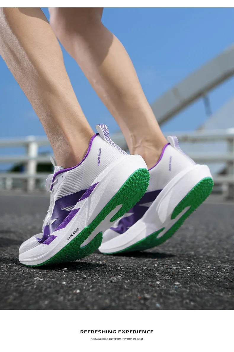 Marathon Carbon Plate Running Shoes Rotary Buckle Supercritical Foam Ultra Light Athletic Shoes Unisex Training Jogging Sneakers