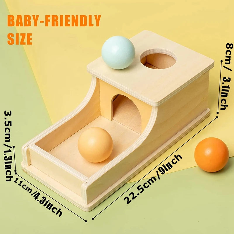 Montessori Wooden Pitch Ball Box Drawer Game Learning Early Education Preschool Training Teaching Kids Aids Baby Toys