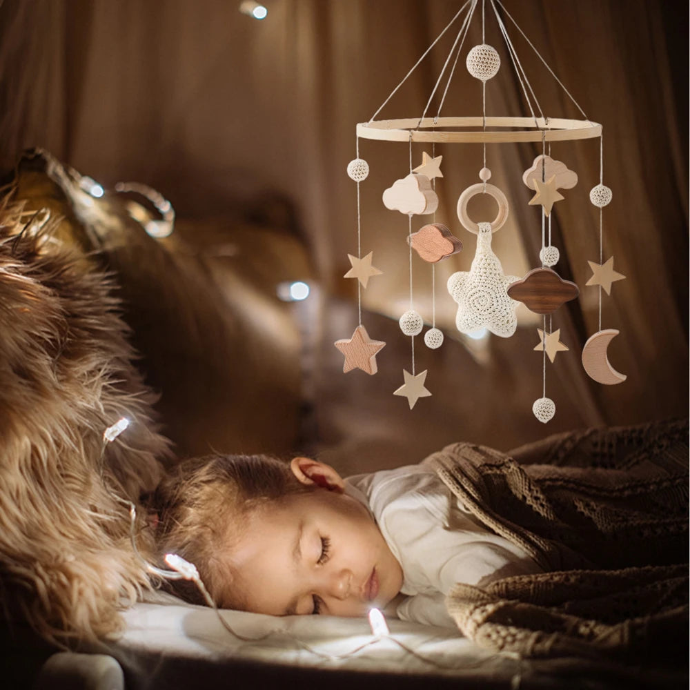 Mobile Wooden Bell Baby Toys 0-12 Months Rattle Toys Bed Newborn Crib mobile With Music Box Bed Bell Hanging Toys Crib Bracket