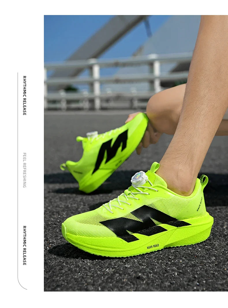 Marathon Carbon Plate Running Shoes Rotary Buckle Supercritical Foam Ultra Light Athletic Shoes Unisex Training Jogging Sneakers