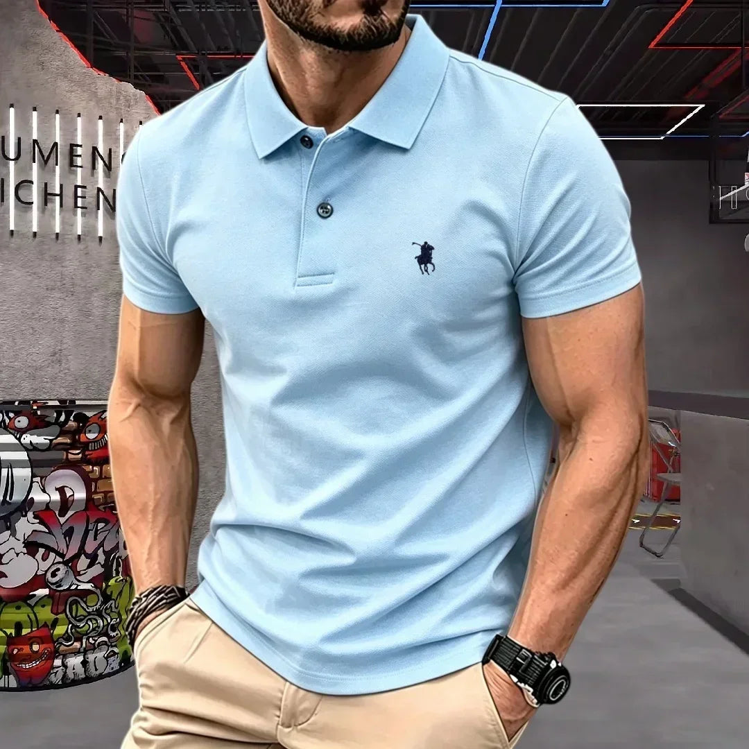 100% pure cotton 2026 high-end brand men's short sleeve polo shirt summer fashion luxury pony embroidery golf top casual T-shirt