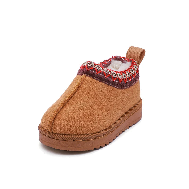 2025 New Fashion Children's Ankle Boots Soft Winter Causal Girls Cotton Shoes Solid Color Kids School Plush Boots Warm Shoes
