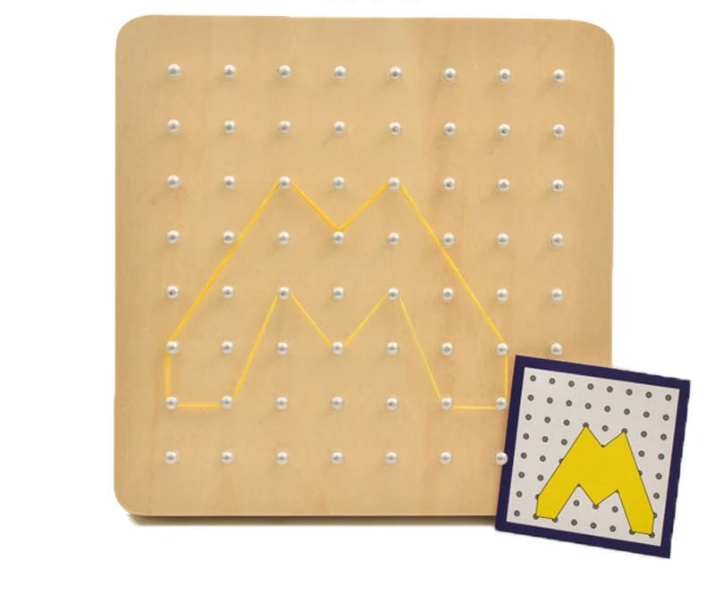 Montessori Baby Creative Toy Graphics Rubber Tie Nail Boards with Cards Childhood Education Preschool Kids