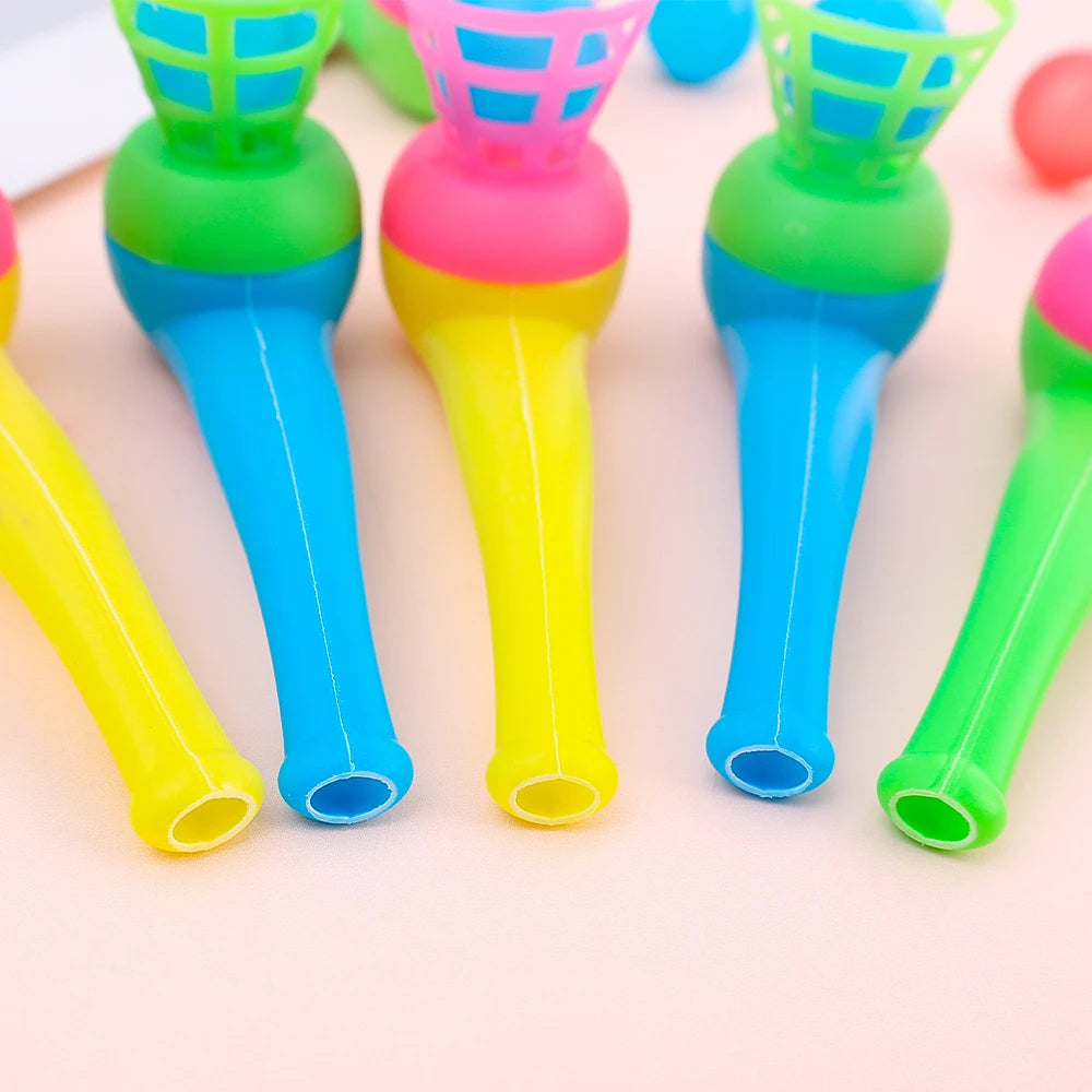 2-8pcs Colorful Plastic Tube Blow Ball Children's Puzzle Toys Classic Magic Floating Blow Ball Toys Baby Balance Training Game