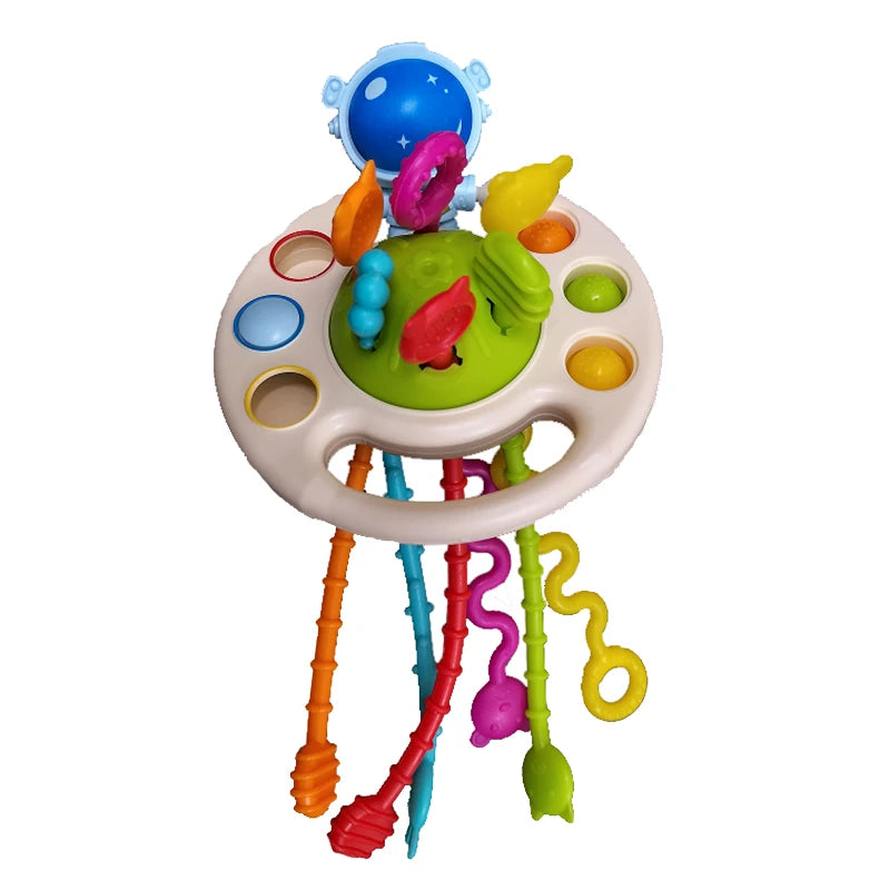 Activity Development Pull String Toys Silicone Teething Rattle Educational Learning Toy Baby Sensory Montessori Toys 6 12 Months