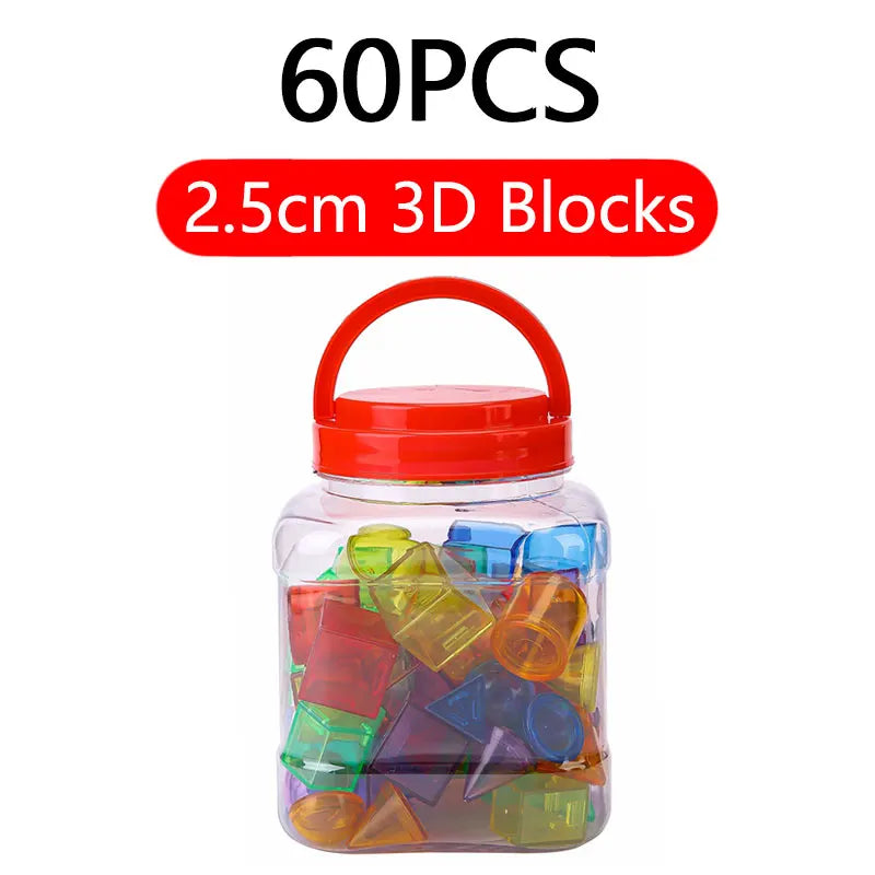 Children Transparent Blocks Montessori Toys 3D Geometric Shapes DIY Sensory Play Parish Educational Learning Light Table Toys