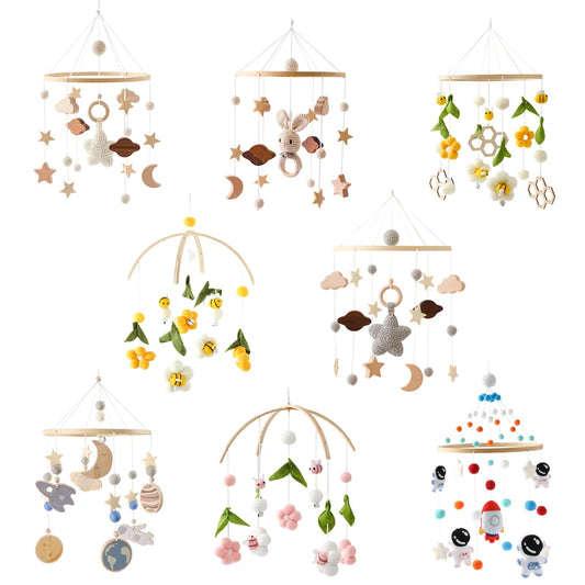 Mobile Wooden Bell Baby Toys 0-12 Months Rattle Toys Bed Newborn Crib mobile With Music Box Bed Bell Hanging Toys Crib Bracket